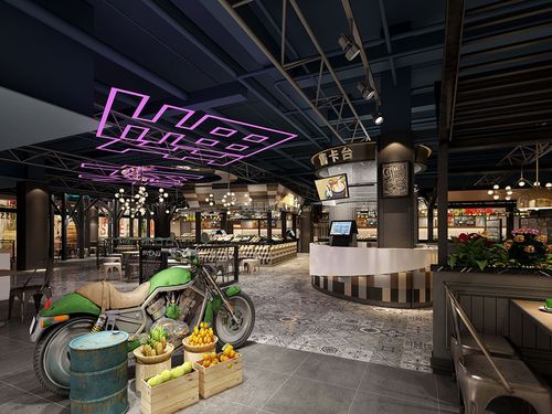 簡約工業風餐飲店服務吧臺設計效果圖賞析 | 餐飲空間設計
